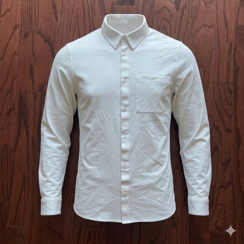 Lululemon Mens Commission Long Sleeve Shirt White Button Up Medium
